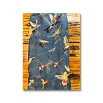 Hummingbird Scarf in Blue, available at The Audubon Shop, the best shop for bird watchers, Madison CT